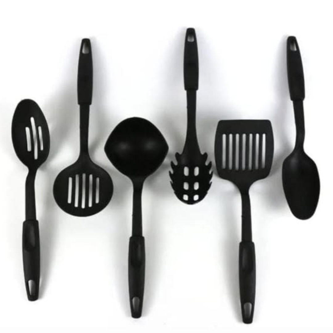 6-Piece Non-Stick Plastic Cooking Spoons Set