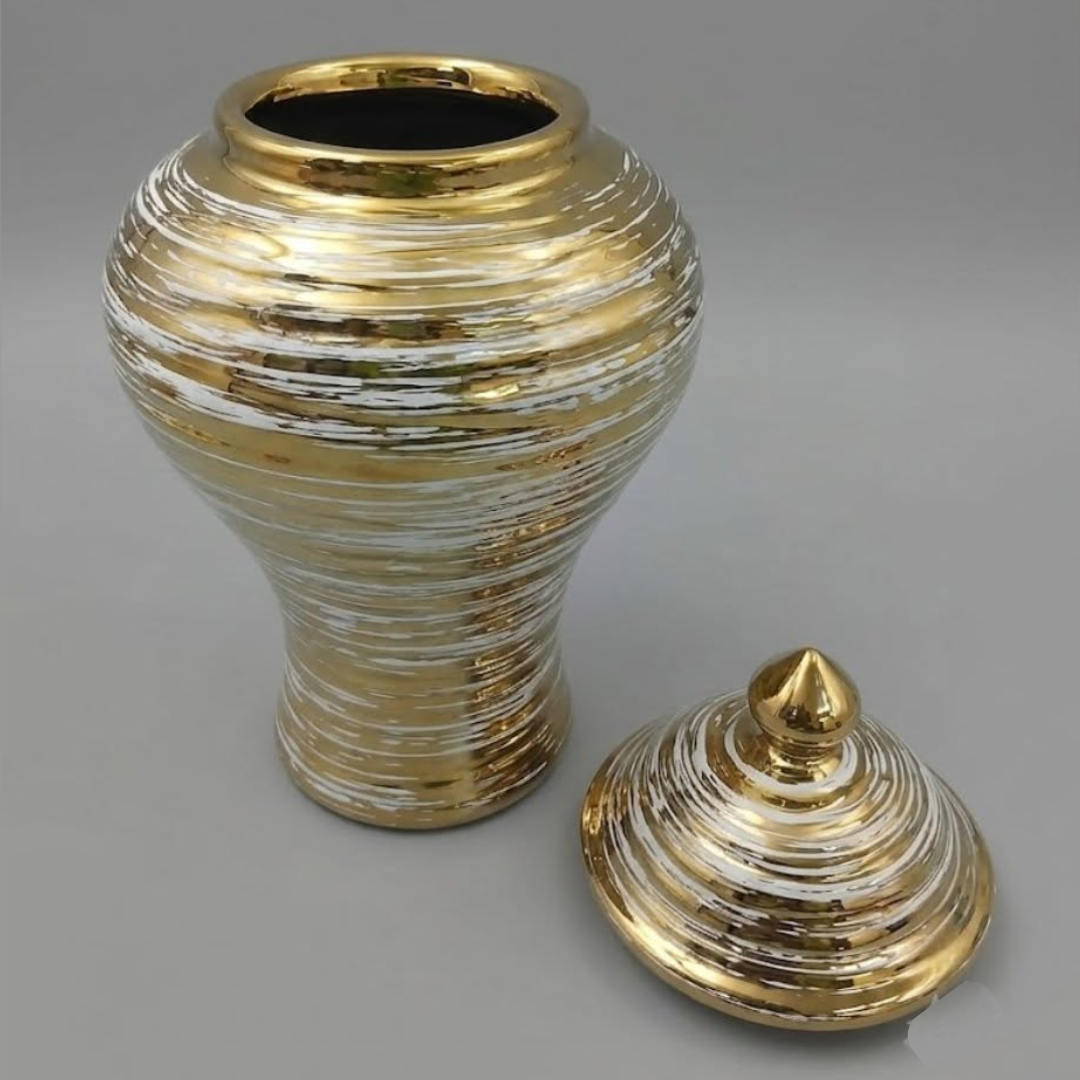 Ceramic Gold-Plated White Vase