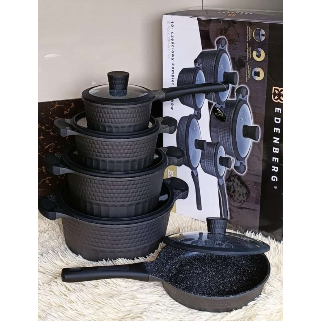 Edenberg 10 pcs black cookware set