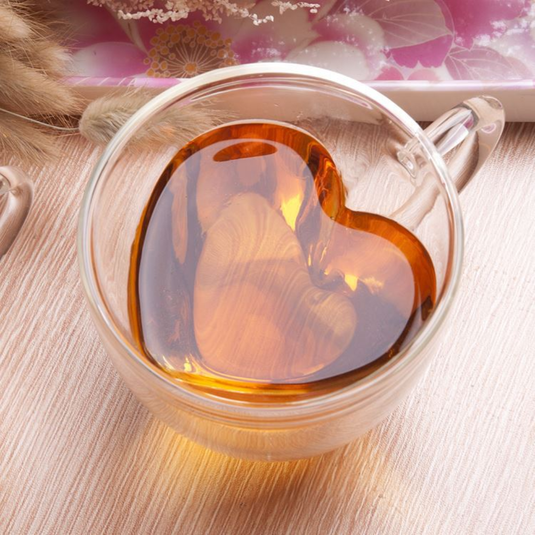Heart Shaped 250 ml Double Wall Borosilicate Mugs