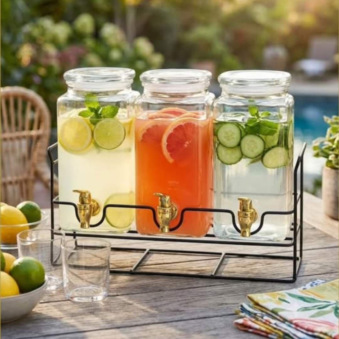 1.6L Triple Glass Juice Dispenser Set