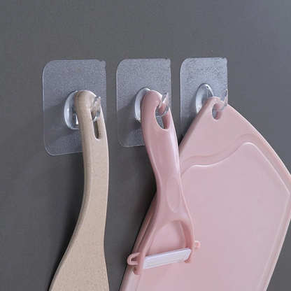 10-piece transparent heavy-duty wall hooks