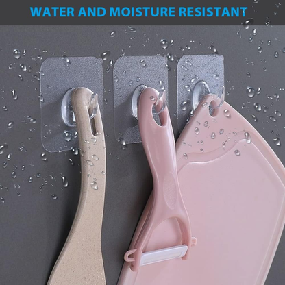 10-piece transparent heavy-duty wall hooks