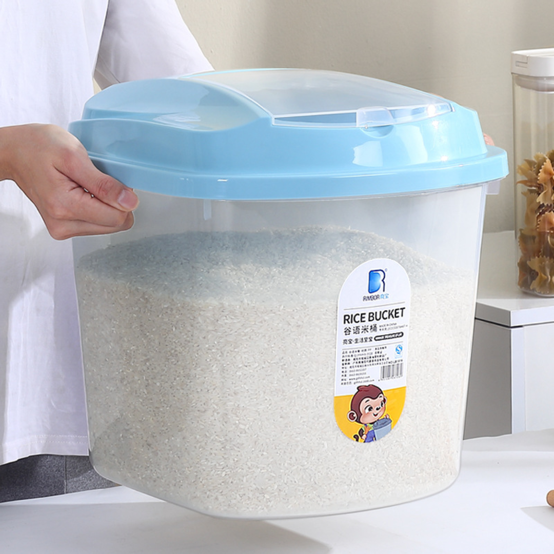 10kg Plastic Food Storage Container with Blue Lid