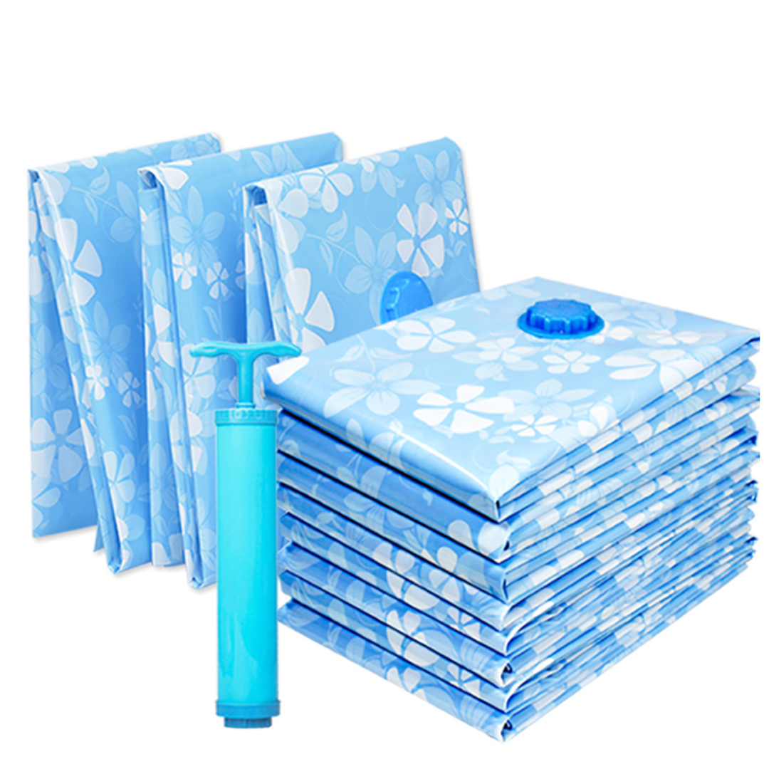 11-Piece vacuum compression storage bag set with hand pump