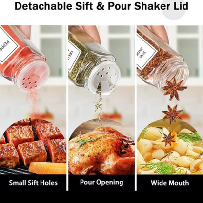 12-in-1 Wooden Spice Rack with Glass Jars