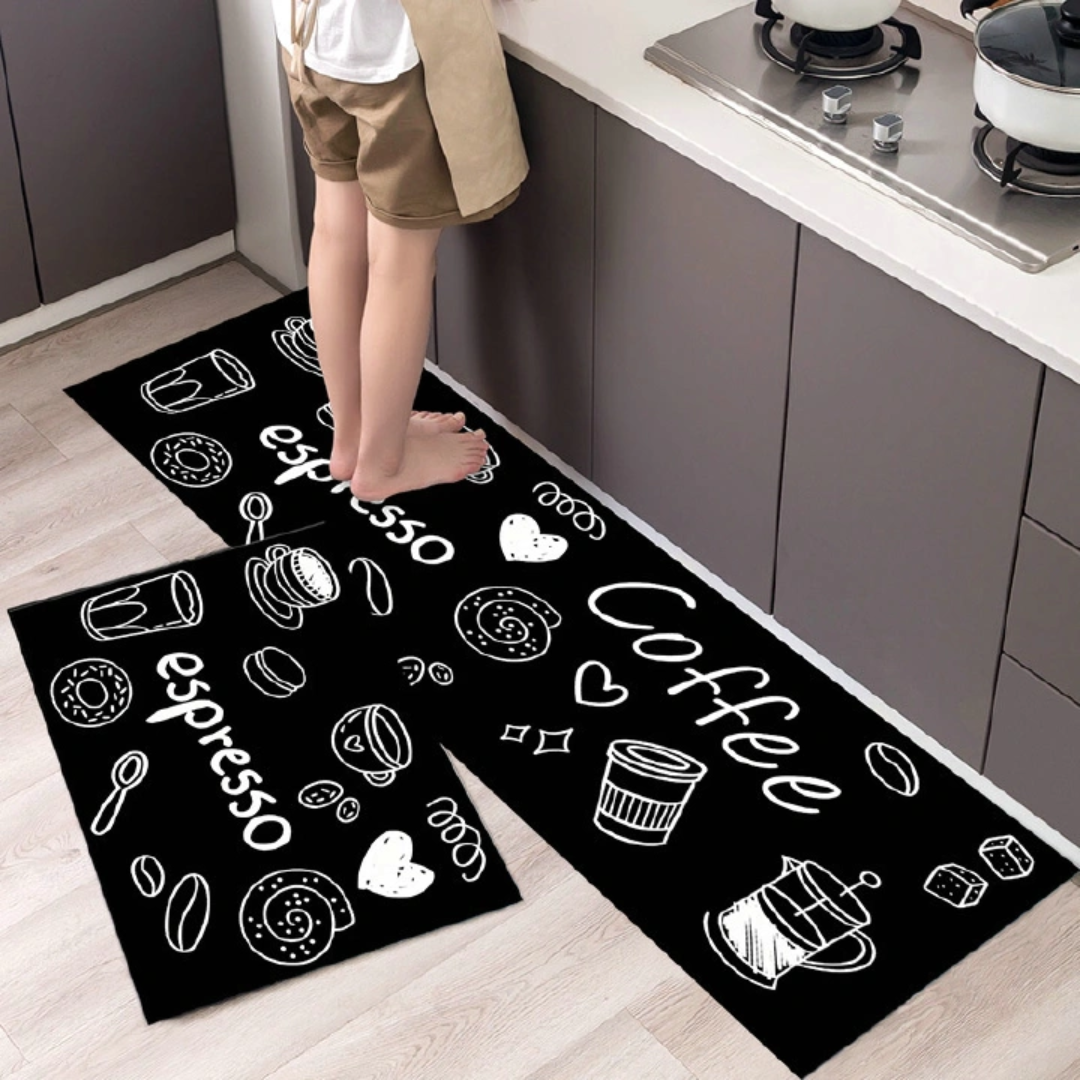 2-in-1 Cartoon kitchen mat set