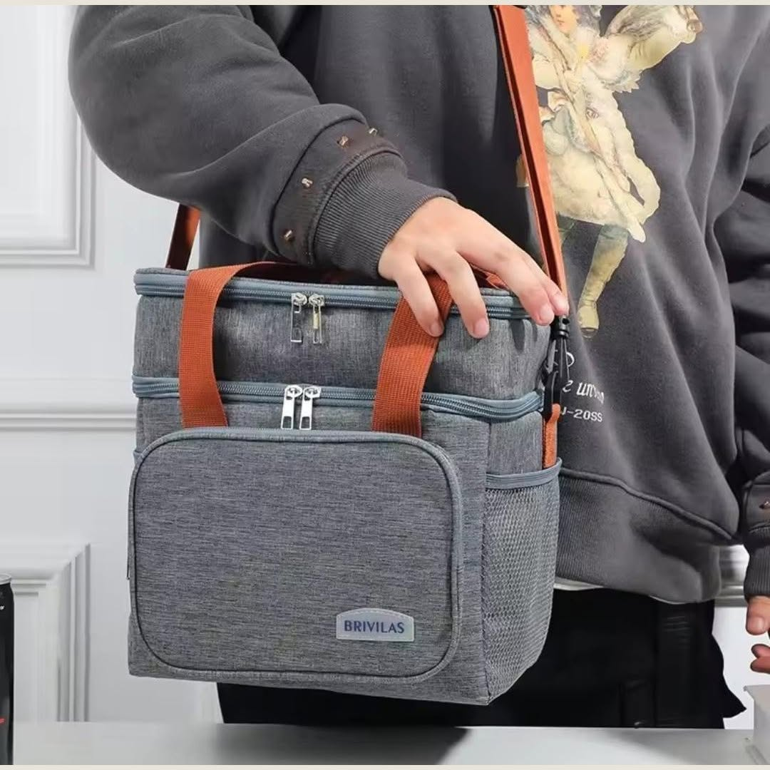 2-in-1 Compartment Insulated Thermo Lunch Bag