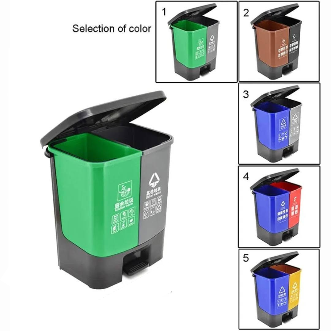 2-in-1 dual compartment recycling dustbin