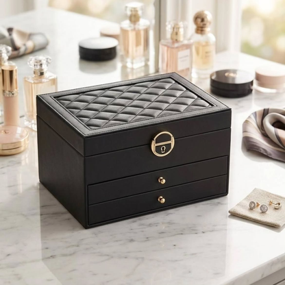 3-Layered Leather Jewelry Storage Box