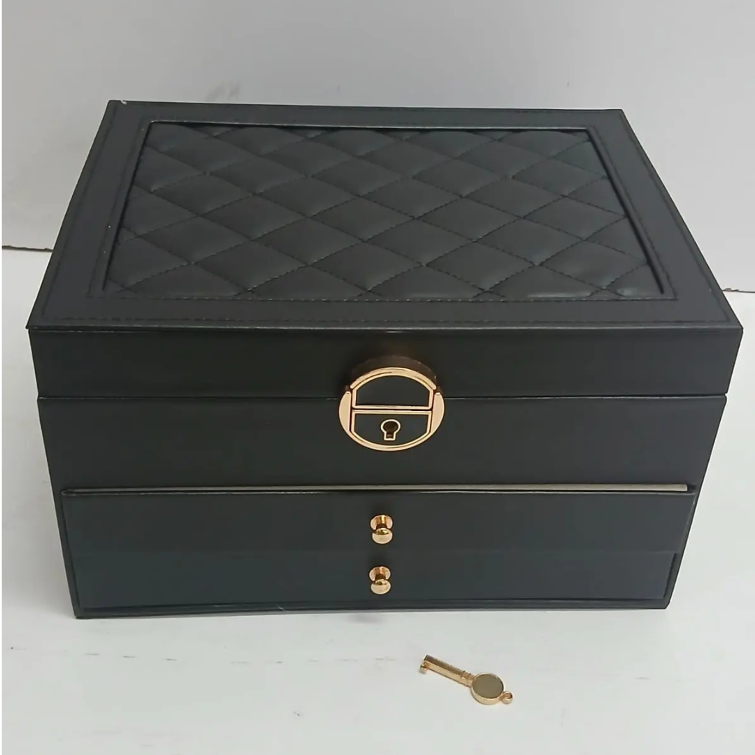 3-Layered Leather Jewelry Storage Box