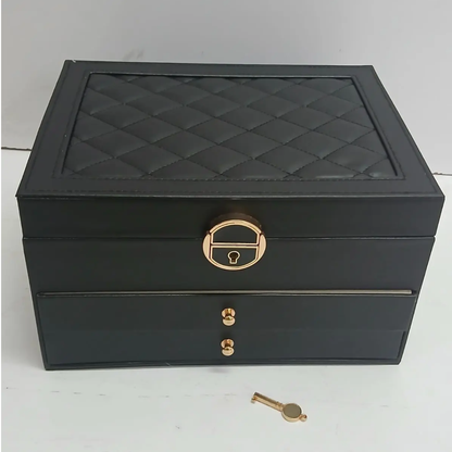 3-Layered Leather Jewelry Storage Box