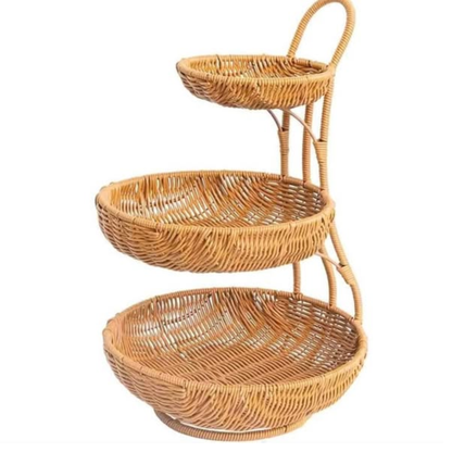 3-Tier Handmade Rattan Fruit Rack