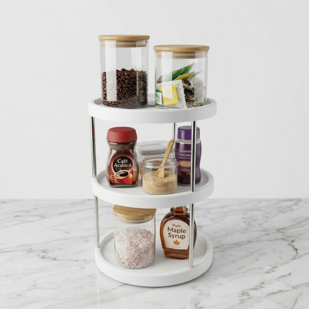 3-Tier Rotating Kitchen Storage Rack