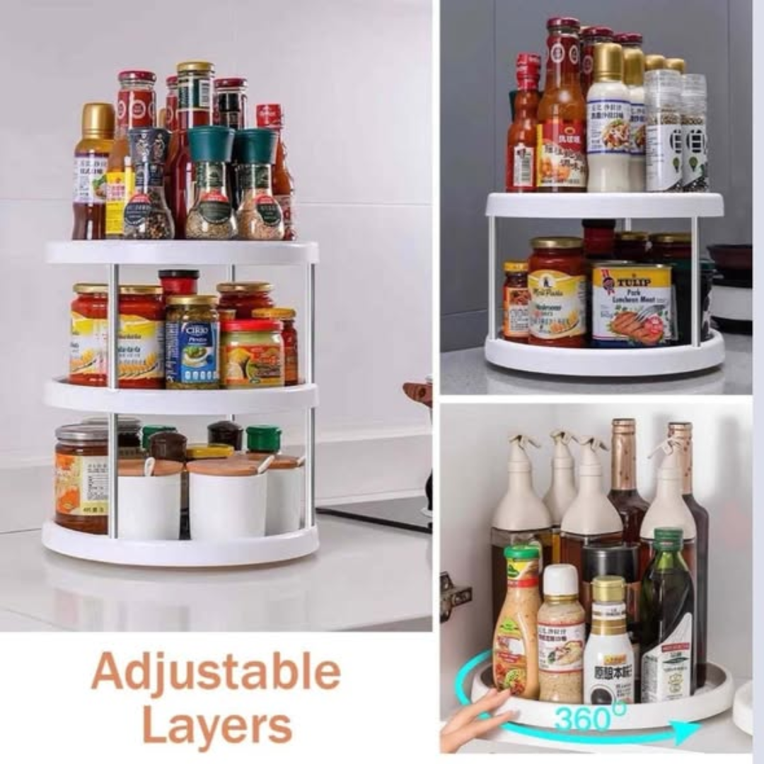 3-Tier Rotating Kitchen Storage Rack