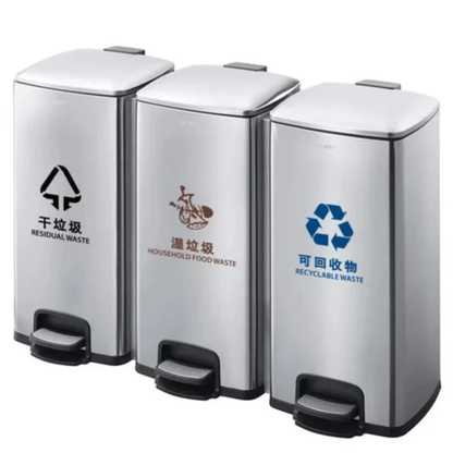 3-in-1 Bin Stainless steel pedal dustbins (30L per bin)
