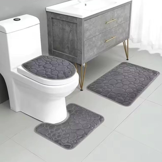 3-in-1 Toilet and Bathroom Mat Set

