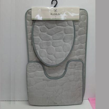 3-in-1 Toilet and Bathroom Mat Set