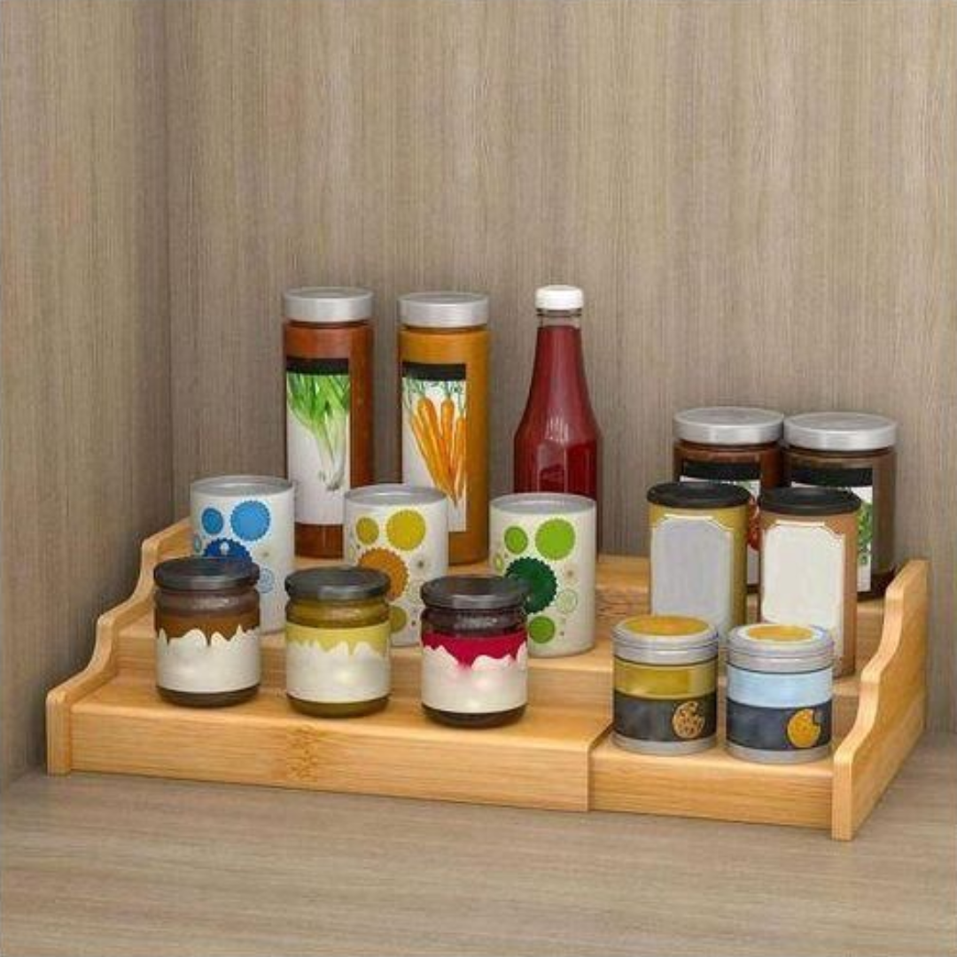 3-tier bamboo spice and storage rack