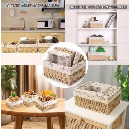 3-in-1 Handwoven Rattan Storage Baskets