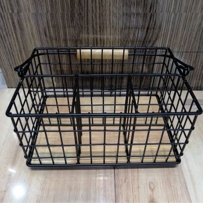 4-in-1 metallic cutlery holder with bamboo base