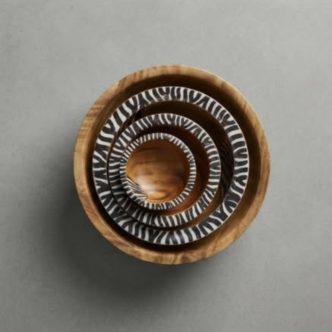 4 Set Handcrafted Wooden Bowls