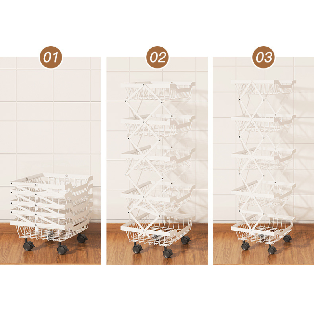 5-Tier movable carbon steel storage trolley
