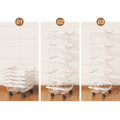 5-Tier movable carbon steel storage trolley
