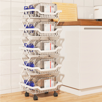 5-Tier movable carbon steel storage trolley