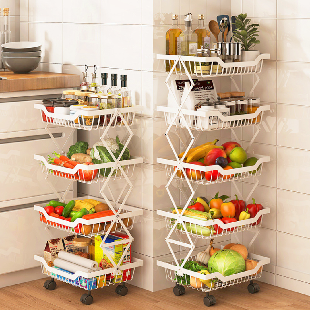 5-Tier movable carbon steel storage trolley