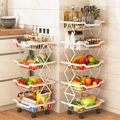 5-Tier movable carbon steel storage trolley