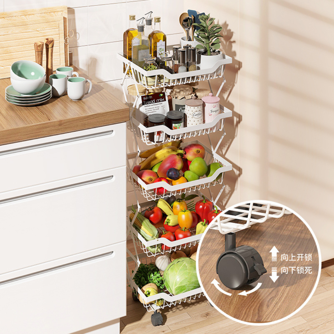 5-Tier movable carbon steel storage trolley