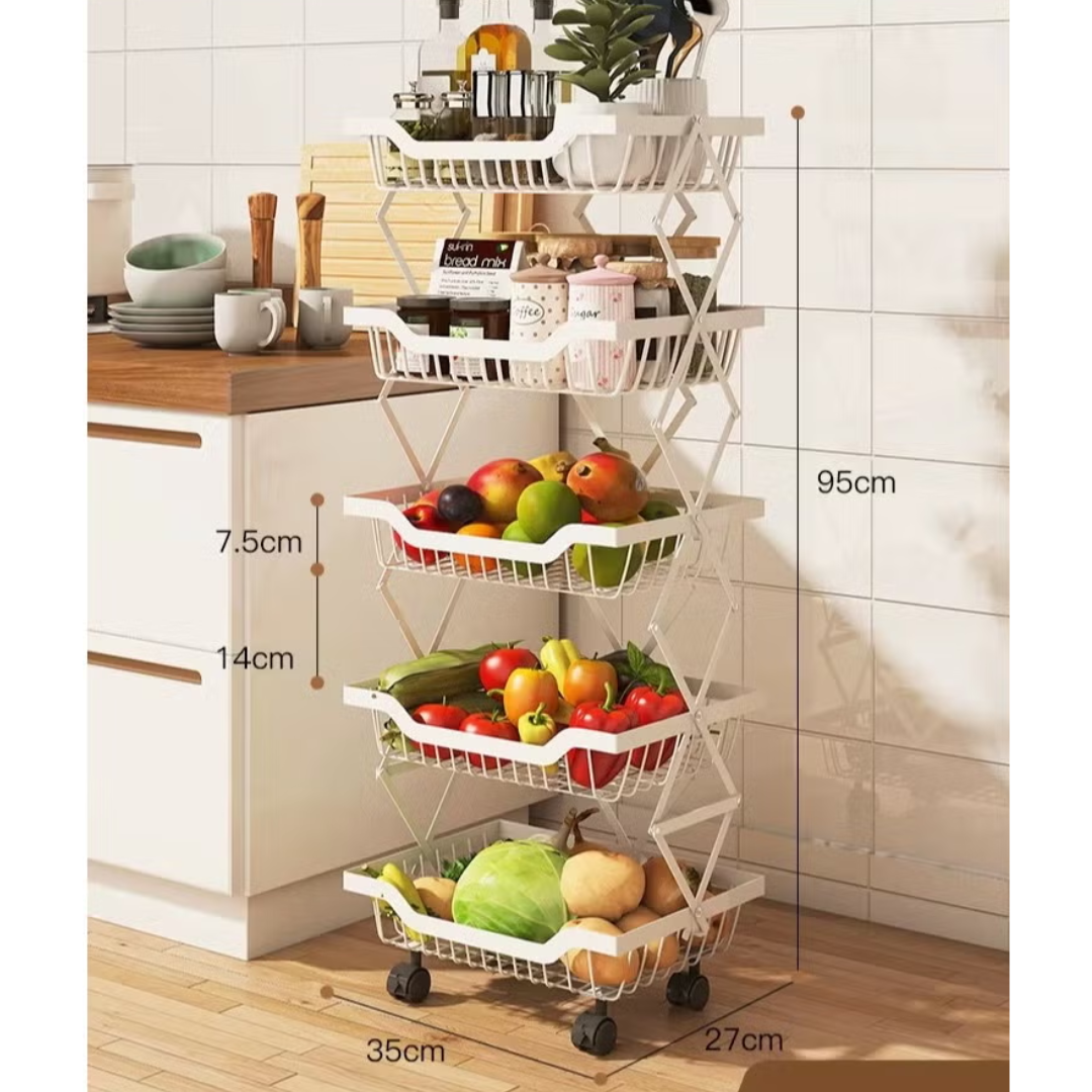 5-Tier movable carbon steel storage trolley