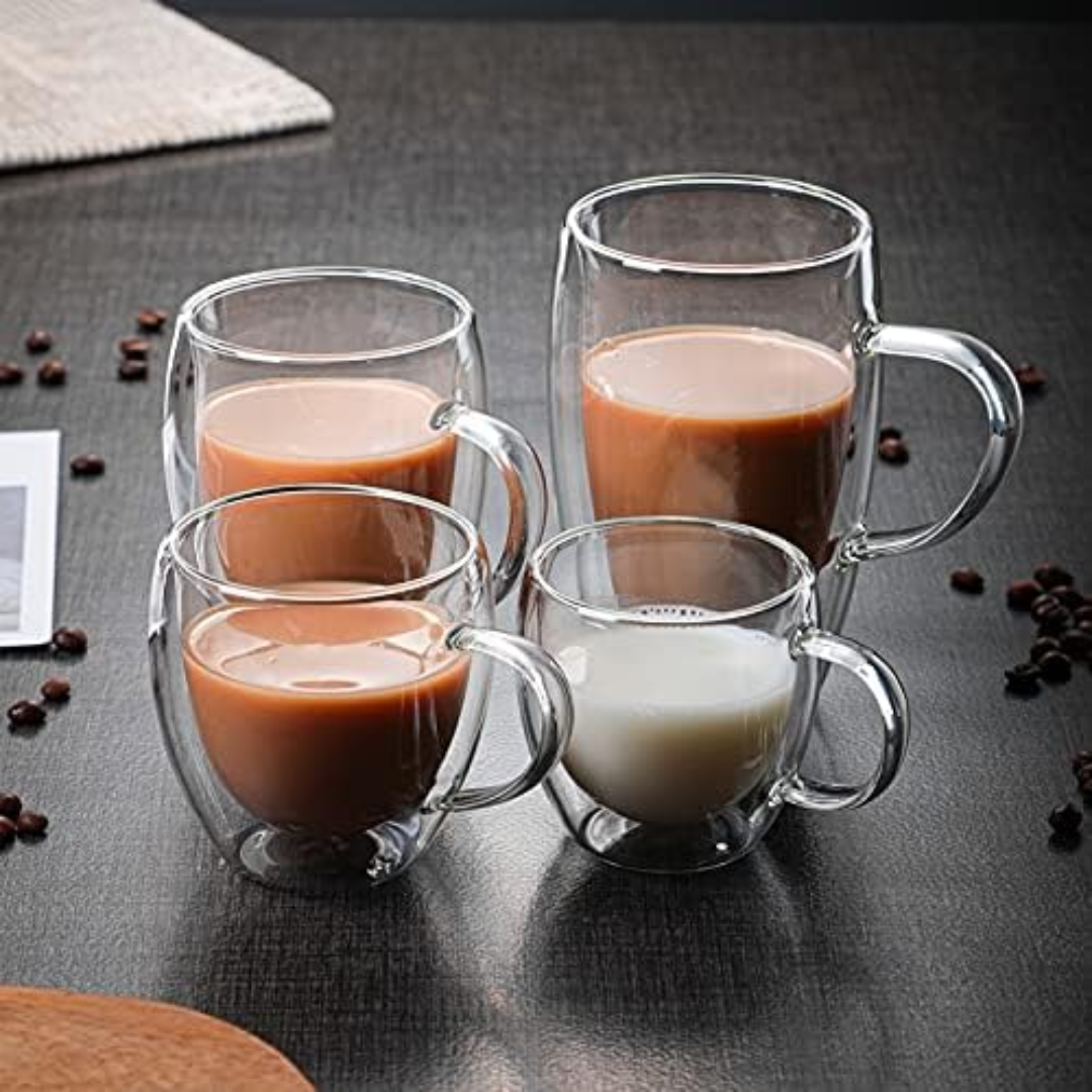 500ml Double Wall Borosilicate Coffee Mugs