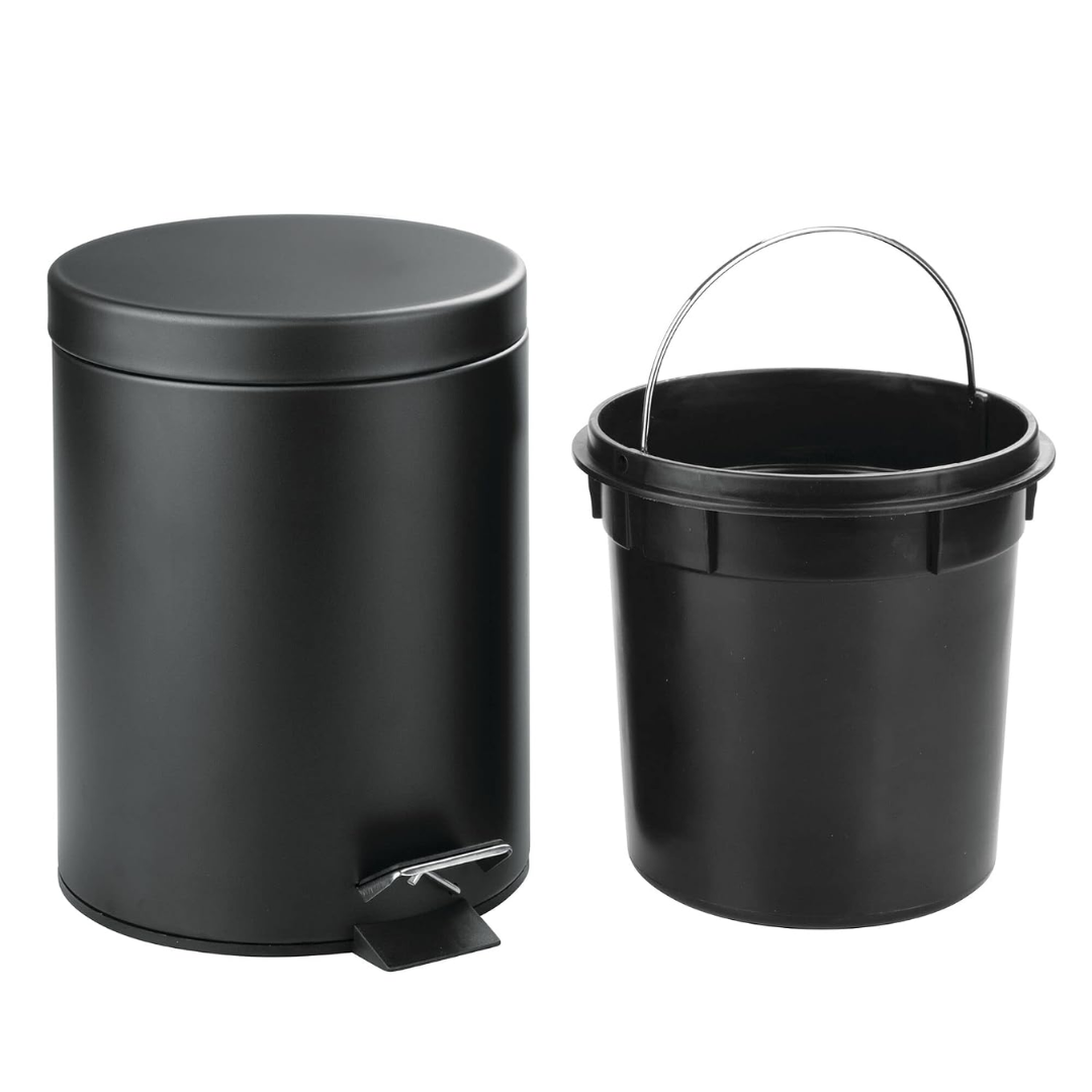 5L black metallic pedal dustbin