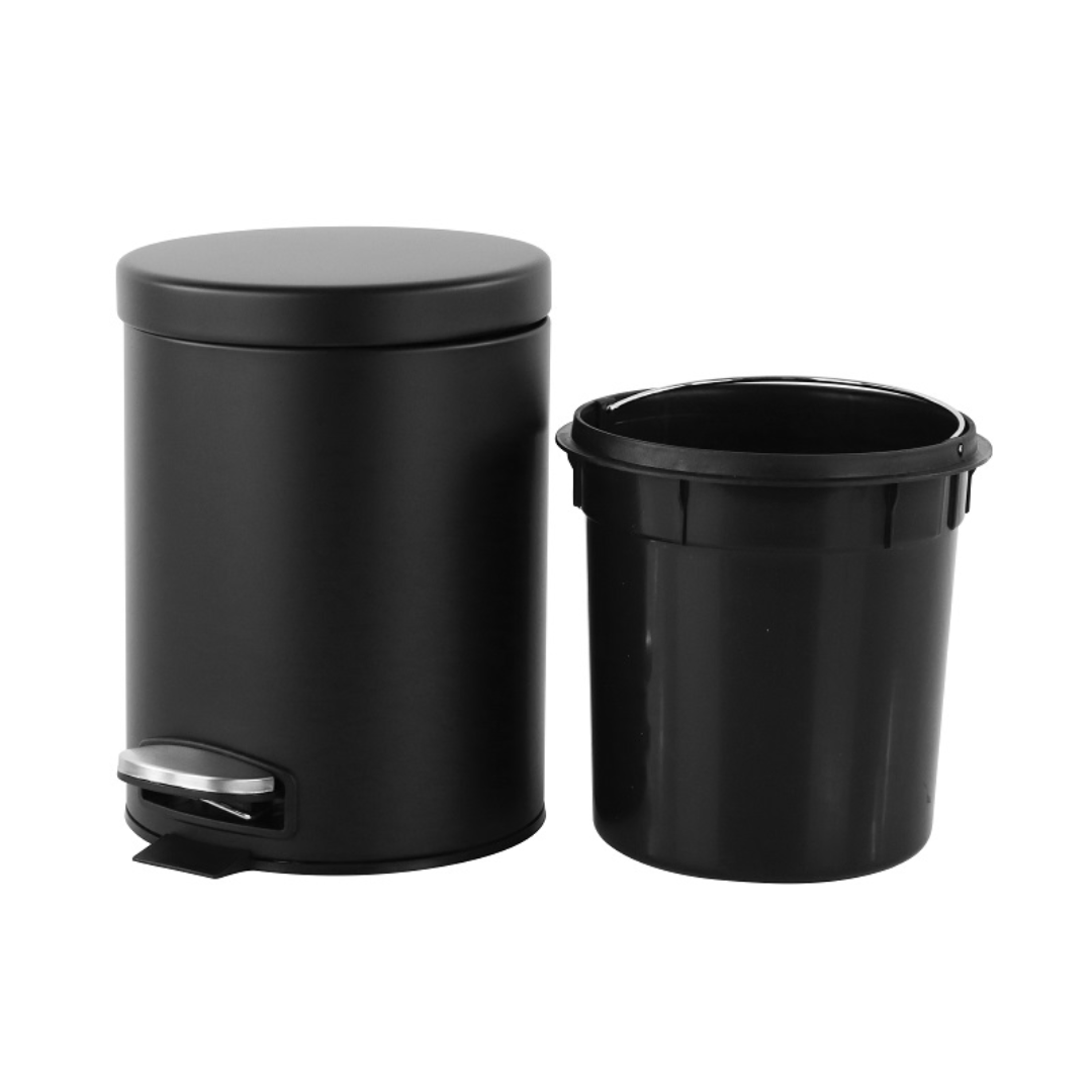 5L black metallic pedal dustbin
