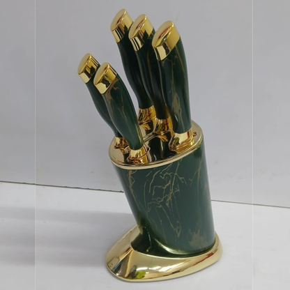 6-Pcs Kitchen Knife Set with Round Stand
