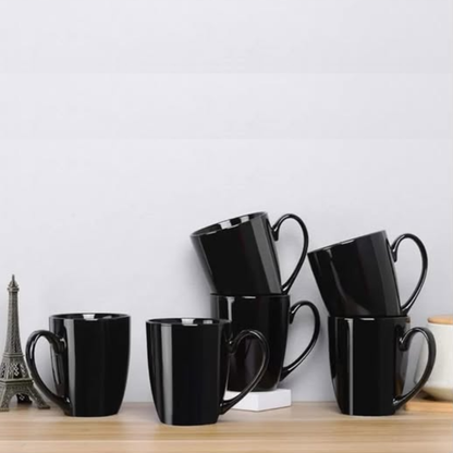 6-Piece Black Ceramic Mug Set