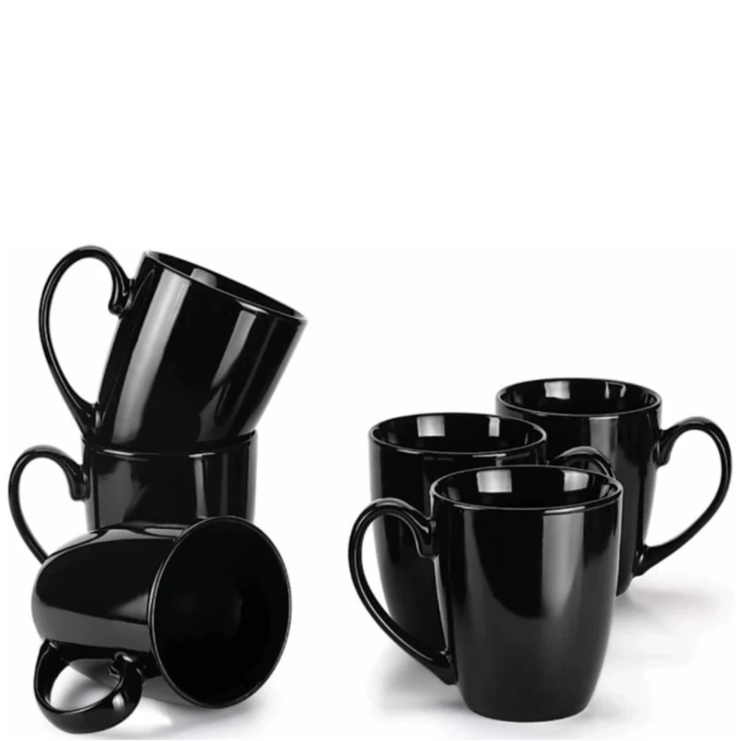 6-Piece Black Ceramic Mug Set