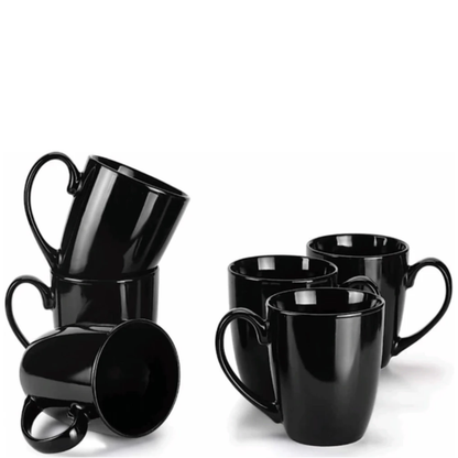 6-Piece Black Ceramic Mug Set
