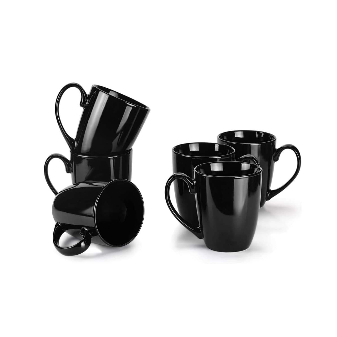 6-Piece Black Ceramic Mug Set
