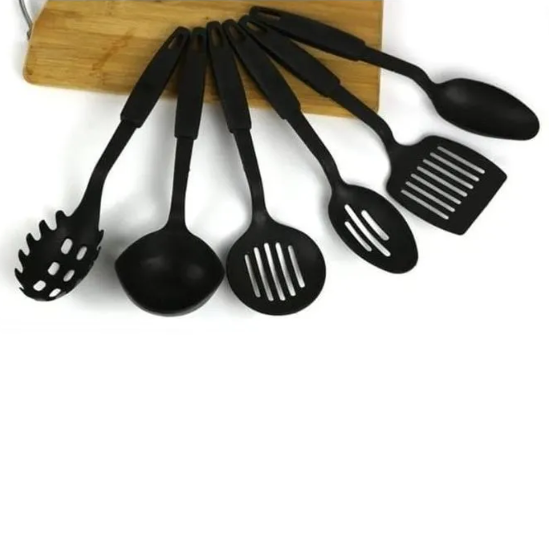 6-Piece Non-Stick Plastic Cooking Spoons Set