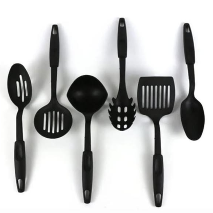 6-Piece Non-Stick Plastic Cooking Spoons Set