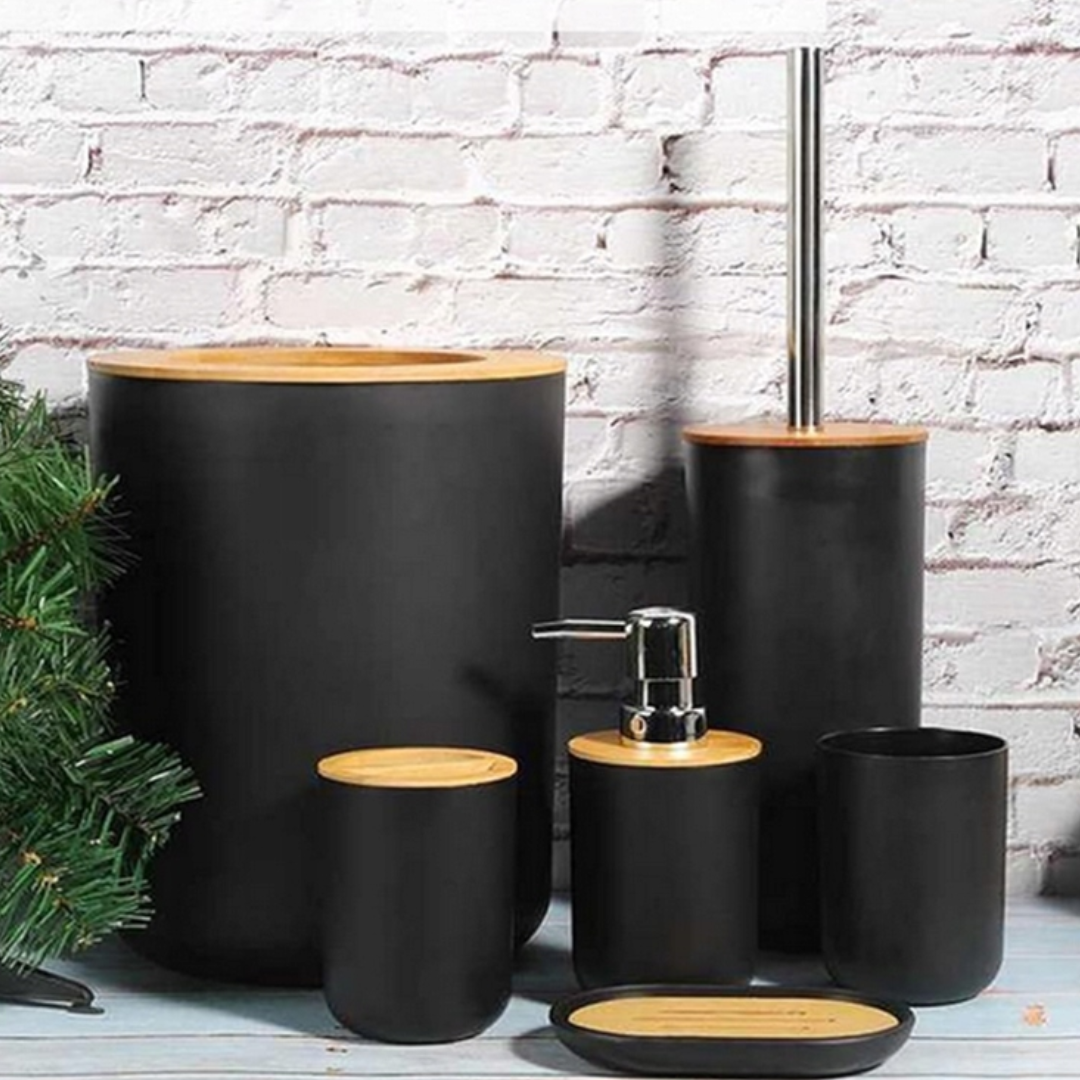 6-piece bamboo bathroom set