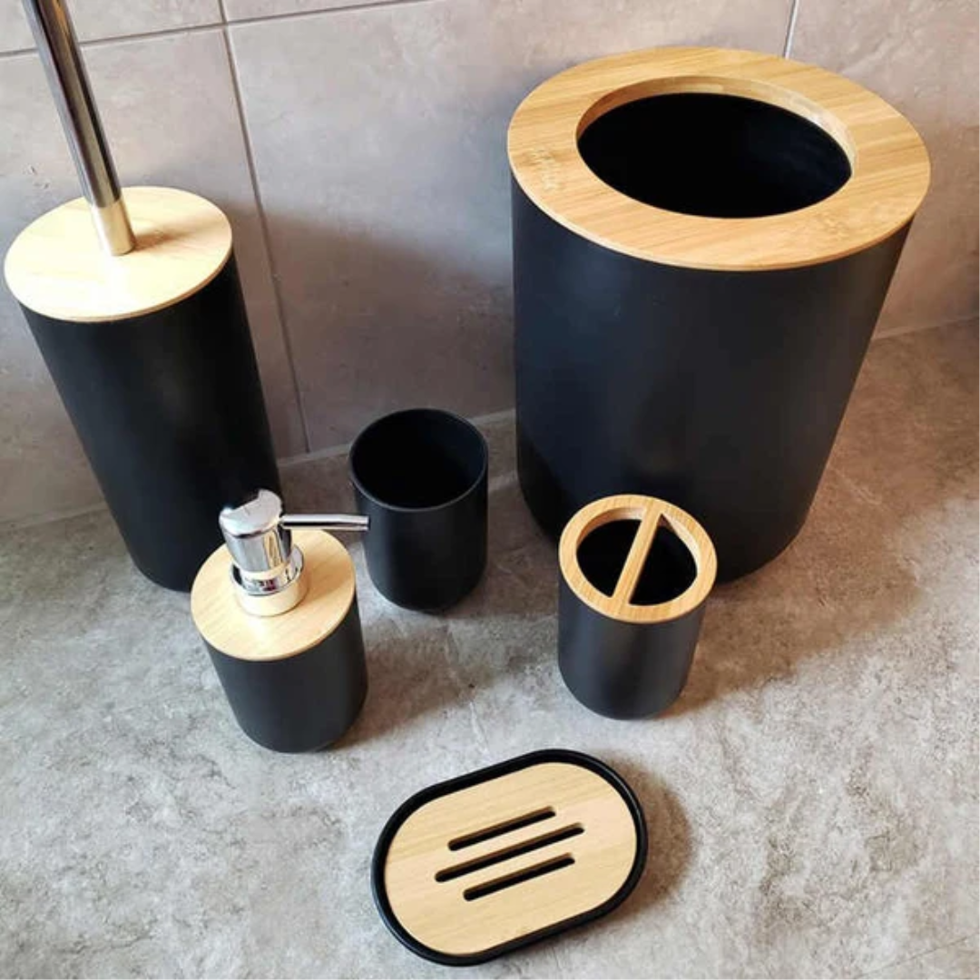 6-piece bamboo bathroom set