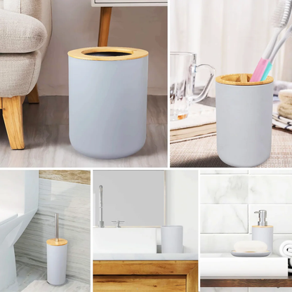 6-piece bamboo bathroom set white