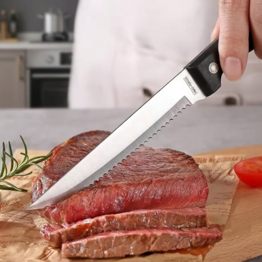 6 Pcs Stainless Steel Serrated Steak Knife Set 