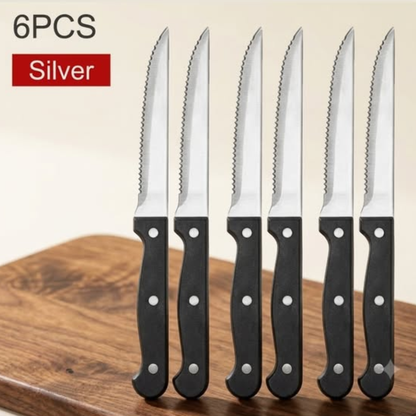 6 Pcs Stainless Steel Serrated Steak Knife Set 