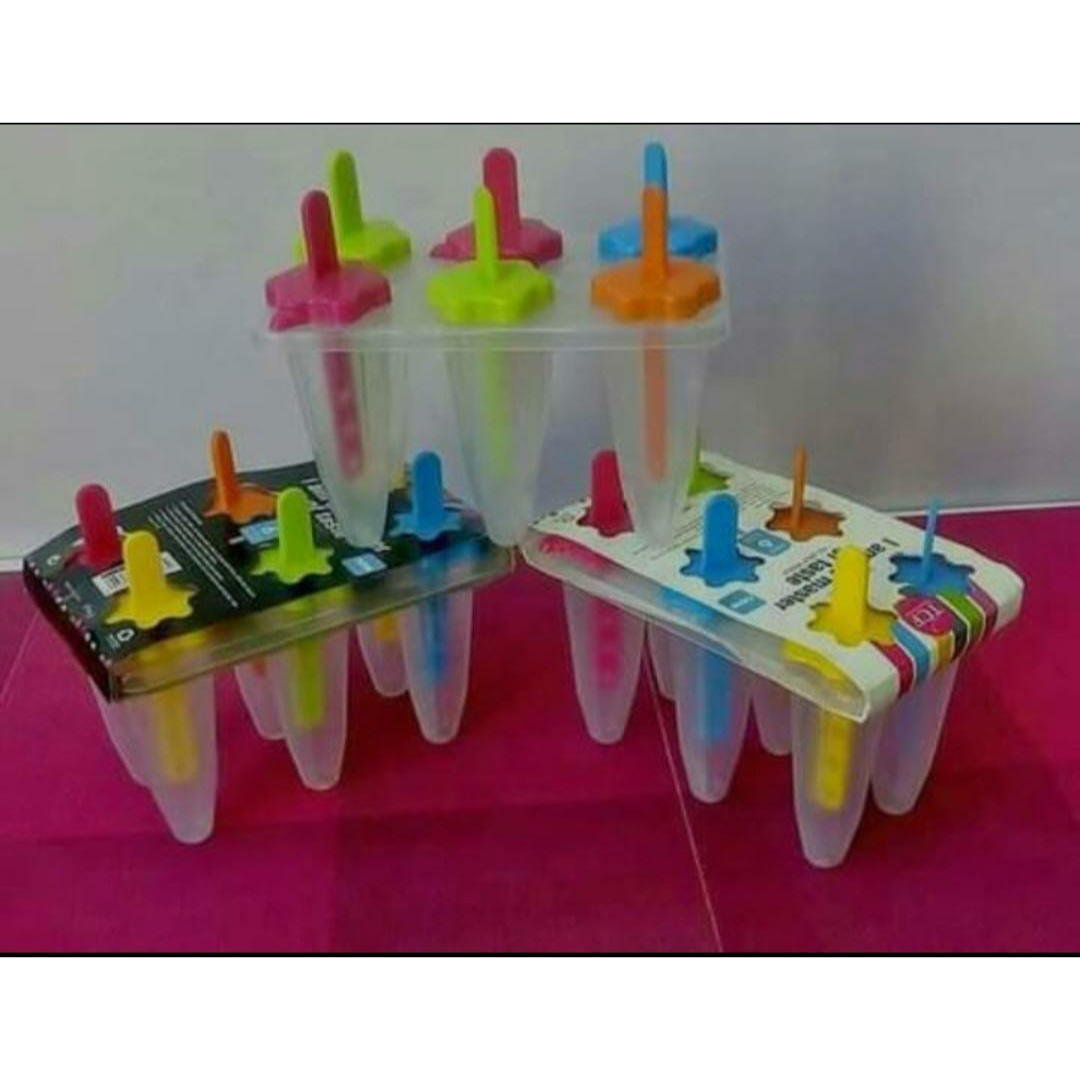 6 Piece multicolored popsicle ice cream maker