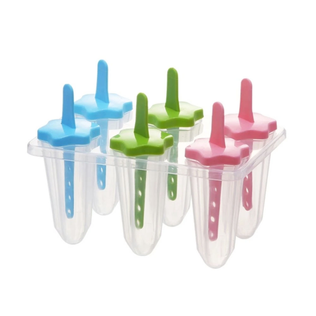 6 Piece multicolored popsicle ice cream maker